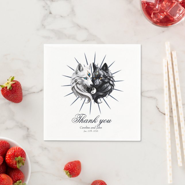 Yin Yang Wolves.  Napkin (Insitu)