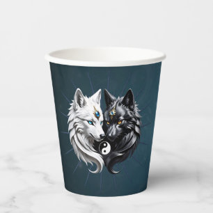 Yin Yang Wolves.  Paper Cups