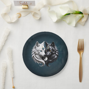 Yin Yang Wolves. Paper Plate