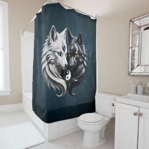 Yin Yang Wolves.  Shower Curtain