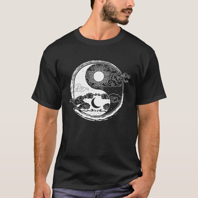 Yin Yang Yin The Moon and Yang The Sun Tarot Cards T-Shirt (Front)