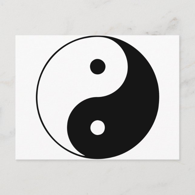 Yin Yang Ying Taoism Sign Chinese Taijitu Black Postcard (Front)