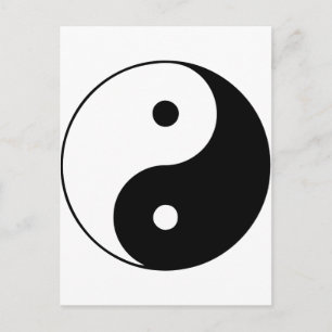 Yin Yang Ying Taoism Sign Chinese Taijitu Black Postcard