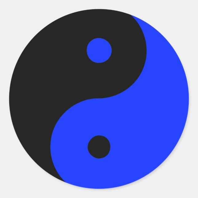 Yin Yang Ying Taoism Sign Chinese Taijitu Blue Classic Round Sticker (Front)