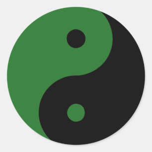 Yin Yang Ying Taoism Sign Chinese Taijitu Green Classic Round Sticker