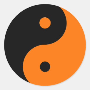 Yin Yang Ying Taoism Sign Chinese Taijitu Orange Classic Round Sticker