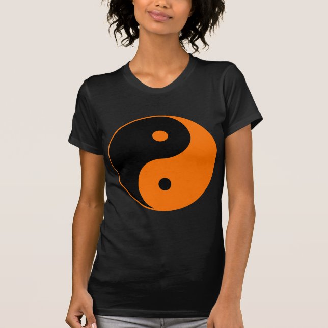 Yin Yang Ying Taoism Sign Chinese Taijitu Orange T-Shirt (Front)