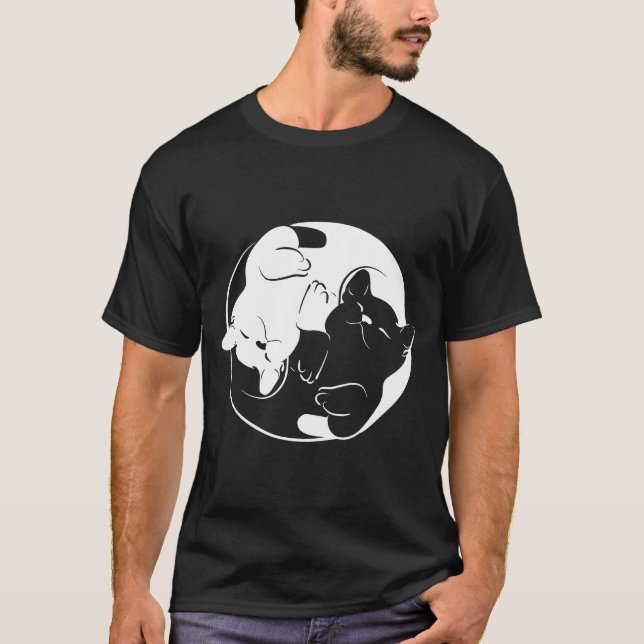 Yin Yang Yoga Zen Cats Yoga Ca T-Shirt (Front)
