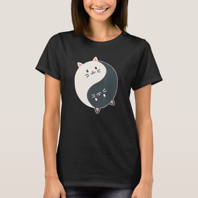 Yin Yang Yoga Zen Cute Cats for Yoga  3 T-Shirt (Front)