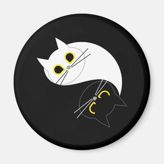YIN YANG Zen Cat Magnet (Front)