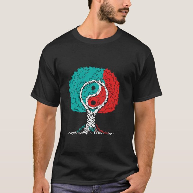 Ying and Yang Trees China Symbols Chinese Characte T-Shirt (Front)