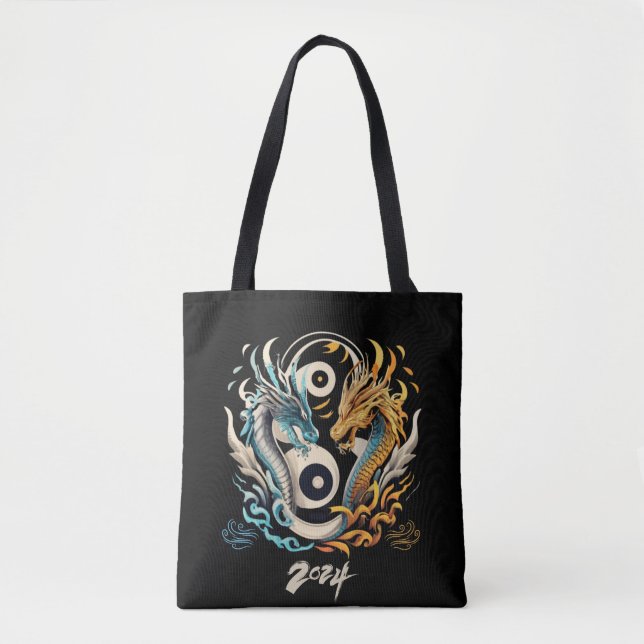 Ying yang dragon heads 2024 tote bag (Front)