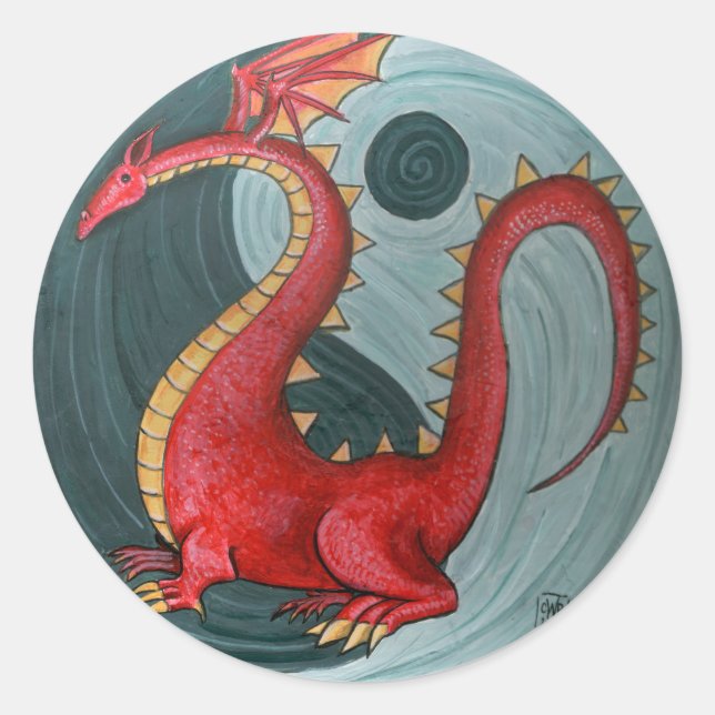 Ying Yang Dragon Round stickers (Front)
