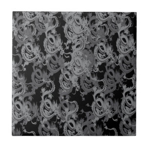 Ying Yang Grey Dragons Tile