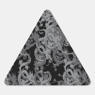 Ying Yang Grey Dragons Triangle Sticker