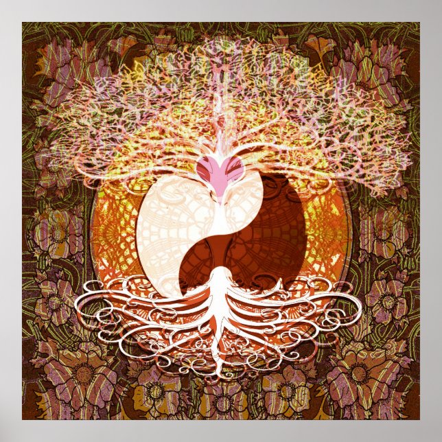 Ying Yang Heart Tree of Life Poster (Front)