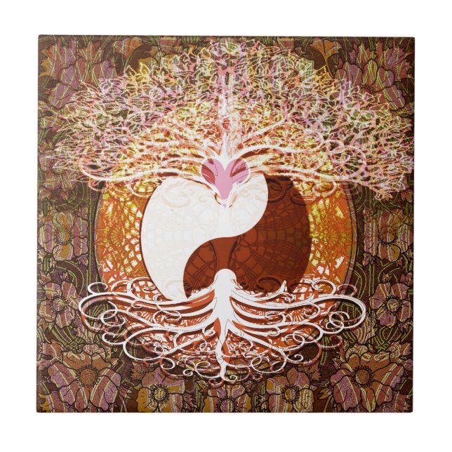 Ying Yang Heart Tree of Life Tile (Front)