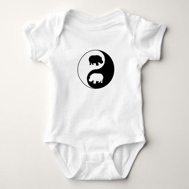 Ying yang hippo baby bodysuit (Front)