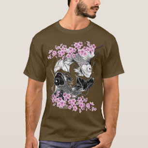 Ying Yang Koi Fish Sakura Cherry Blossom Floral Sp T-Shirt