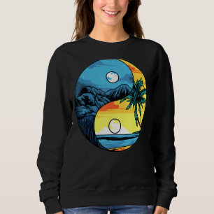 Ying Yang Mountains And Beach Landscape, Summer Tr Sweatshirt
