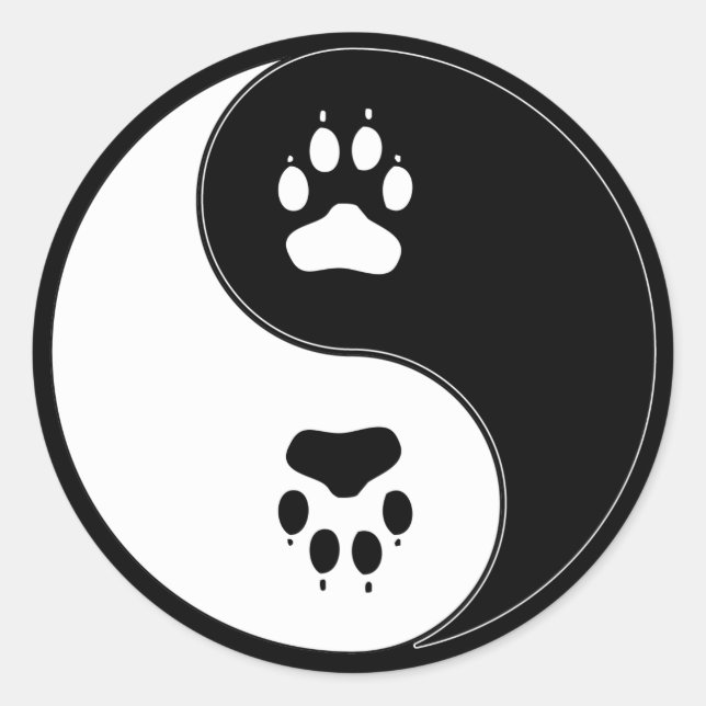 Ying Yang Paw Print Classic Round Sticker (Front)