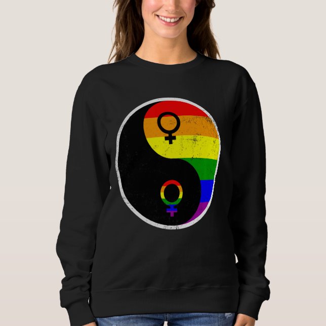 Ying Yang Rainbow Gay Lgbt Pride Support Sweatshirt (Front)
