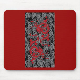 Ying Yang Red Dragons Mouse Pad