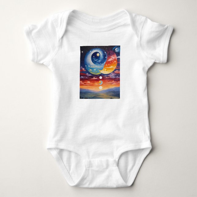 Ying yang stars baby bodysuit (Front)
