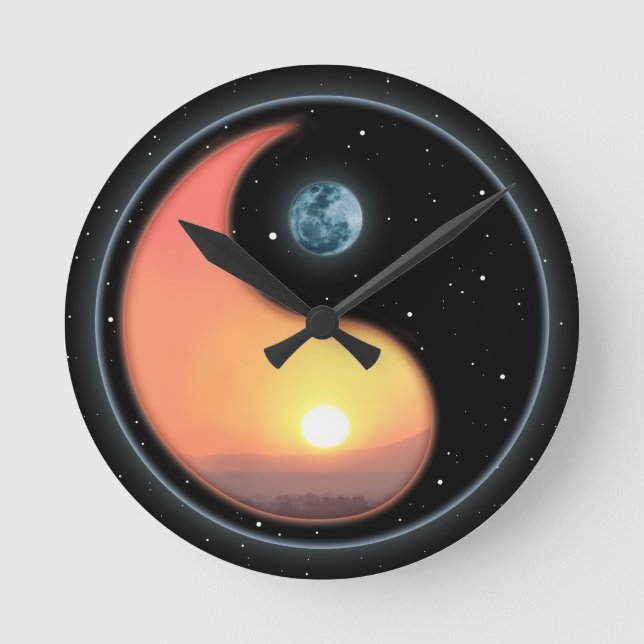 Ying Yang Sunset Round Clock (Front)