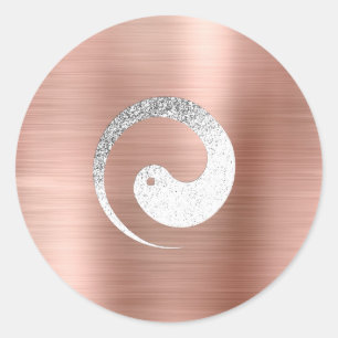 Ying Yang Symbol Balance Blush Grey Pace Spiritual Classic Round Sticker