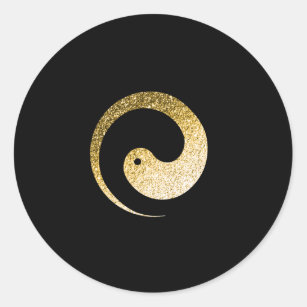 Ying Yang Symbol Balance Gold Black Pace Spiritual Classic Round Sticker