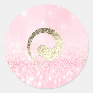 Ying Yang Symbol Balance Pink Gold Pace Spiritual Classic Round Sticker