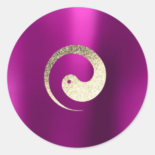 Ying Yang Symbol Balance Pink Gold Pace Spiritual Classic Round Sticker