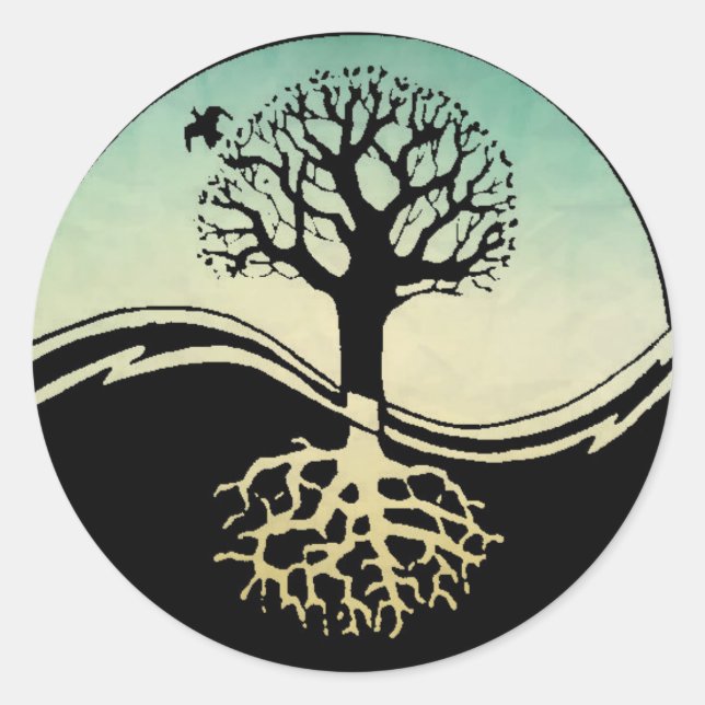 Ying Yang Tree of Life Classic Round Sticker (Front)