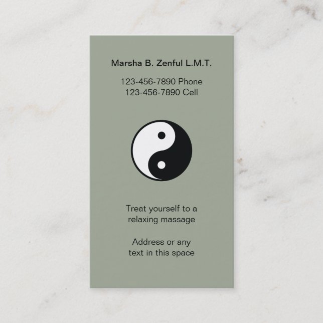 Ying Yang Zen Massage Business Card (Front)