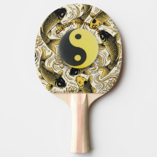 Ying Yang, Zen Table Tennis Ball, Koi Fish, Asian Ping Pong Paddle