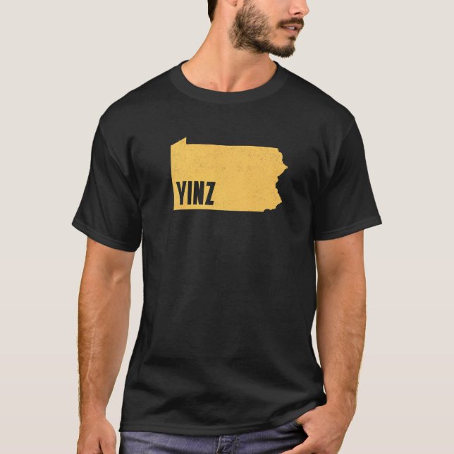 Yinz Pittsburgh Pennsylvania Home State Shape Dist T-Shirt (Front)