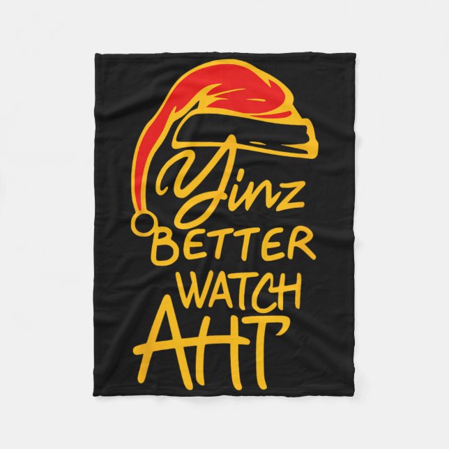 Yinzer Christmas Pittsburgh Santa Yinz Better Watc Fleece Blanket (Front)