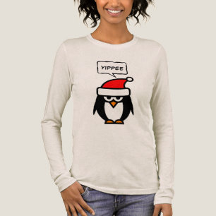 Yippee funny sarcastic Santa penguin Christmas Tri-Blend Shirt