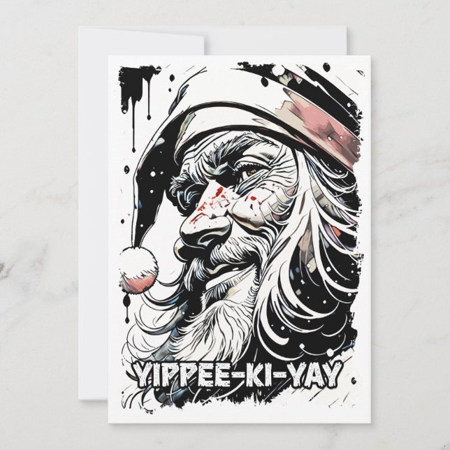 Yippee Ki Yay Funny Christmas Quote Pop Culture Holiday Card (Front)
