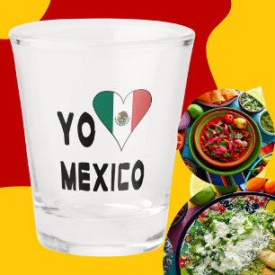 Yo Amo Mexico Flag Heart  Shot Glass
