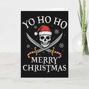 Yo Ho Ho Merry Christmas Holiday Pirate Santa Hat Card