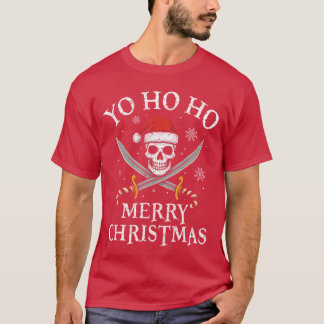 Yo Ho Ho Merry Christmas Holiday Pirate Santa Hat T-Shirt