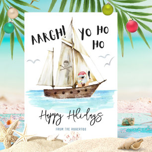 Yo Ho Ho Pirate Santa Christmas Holiday Card
