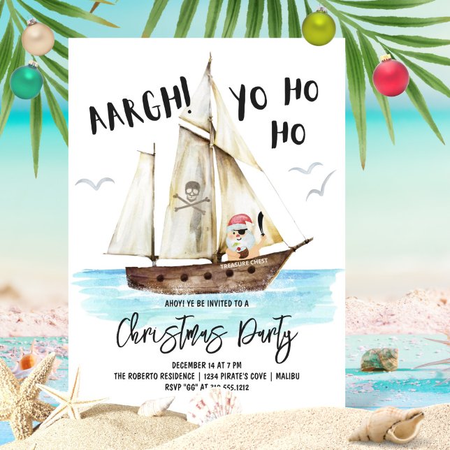 Yo Ho Ho Pirate Santa Christmas Invitation (Creator Uploaded)
