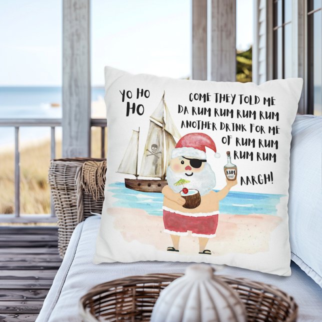 Yo Ho Ho Pirate Santa Rum Christmas  Cushion (Creator Uploaded)