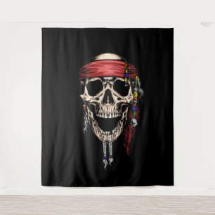 Yo Ho Ho Pirate Skull Ghost Backdrop Tapestry