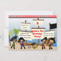 Yo Ho Ho Pirates & Ship Birthday Party Invitation