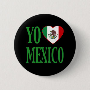 Yo Love Mexico (I love Mexico) with Flag Heart 6 Cm Round Badge