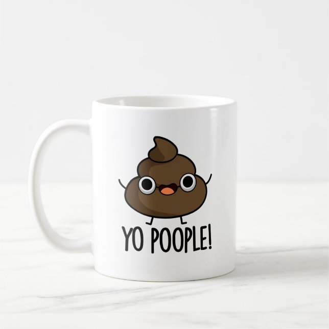 Yo Poople Funny Poop Pun  Coffee Mug (Left)